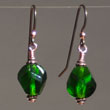 Green Crystals on Copper/Niobium Earrings